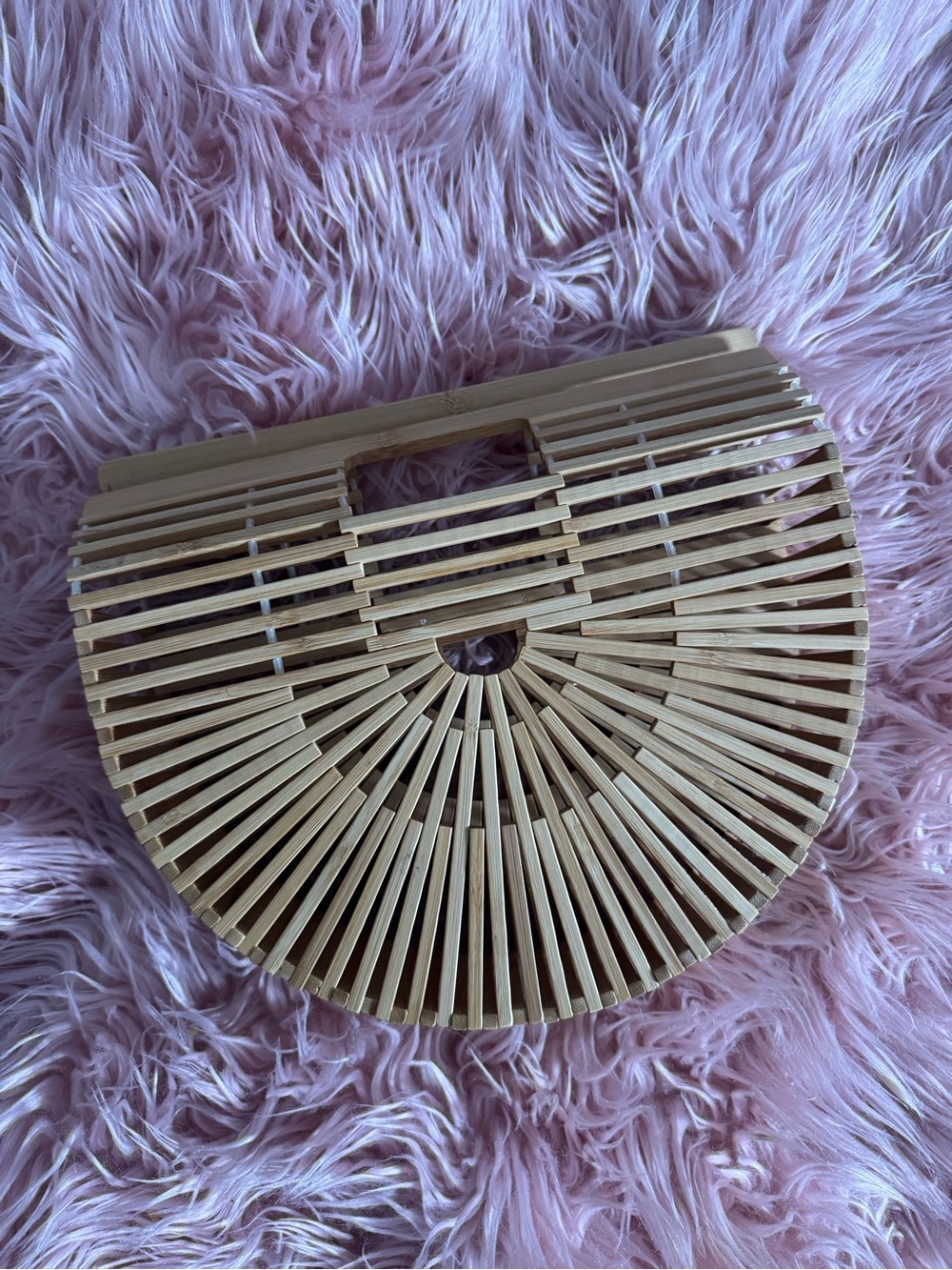 Amazon Natural Bamboo Half-Moon Clutch - Beige
